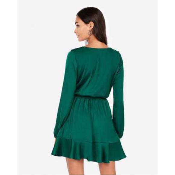 EXPRESS Ruffle Elastic Waist Wrap Dress - Picture 10 of 15